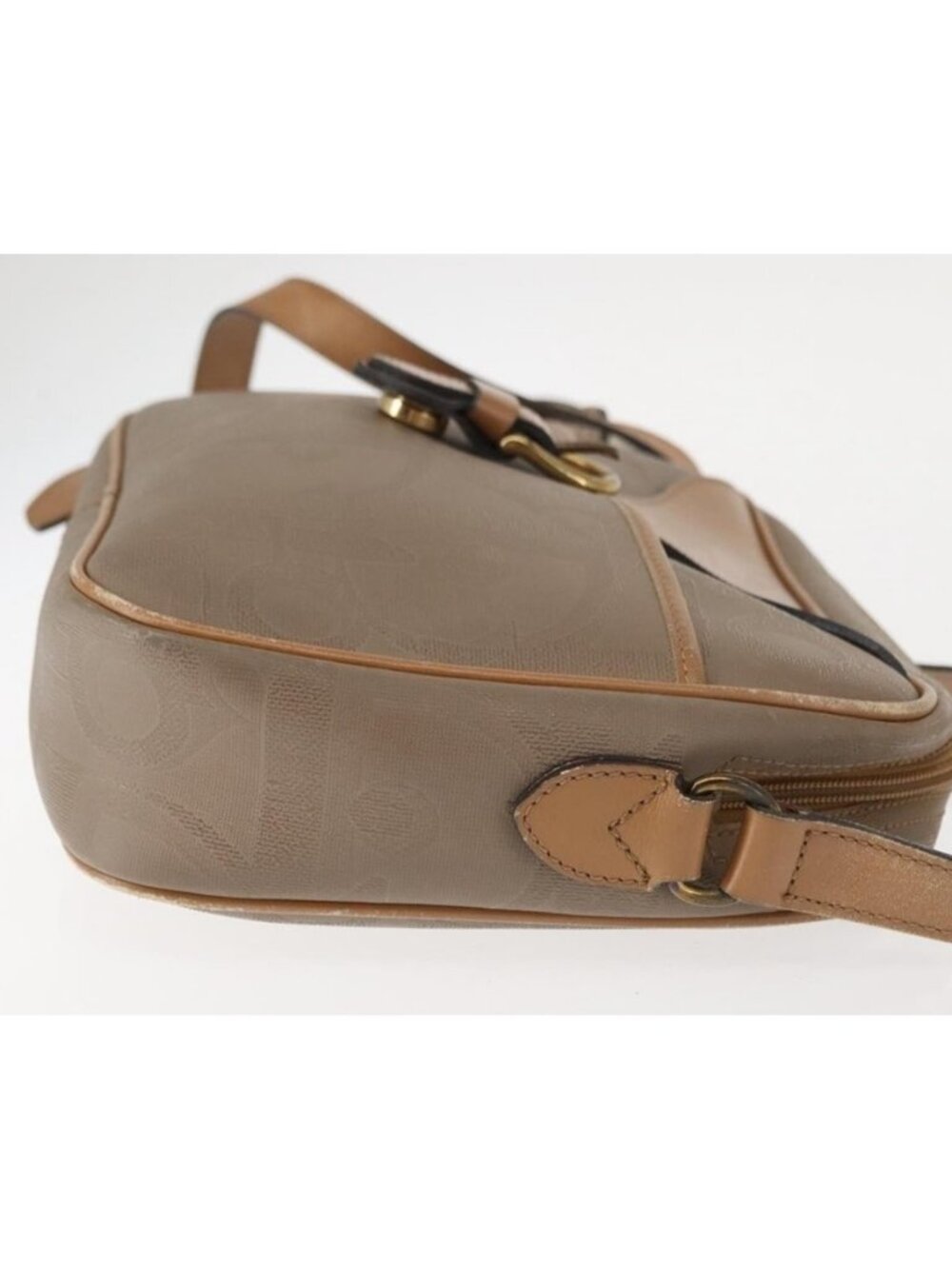 Authentic Christian Dior Trotter Canvas Shoulder Bag Beige Gold - Picture 7 of 16